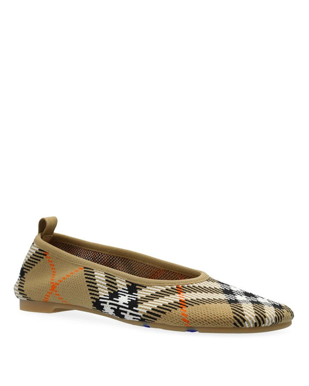 Checkered Knitted Ballerina Shoes
