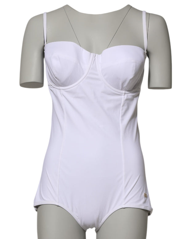 White Padded Balconette One Piece Swimwear