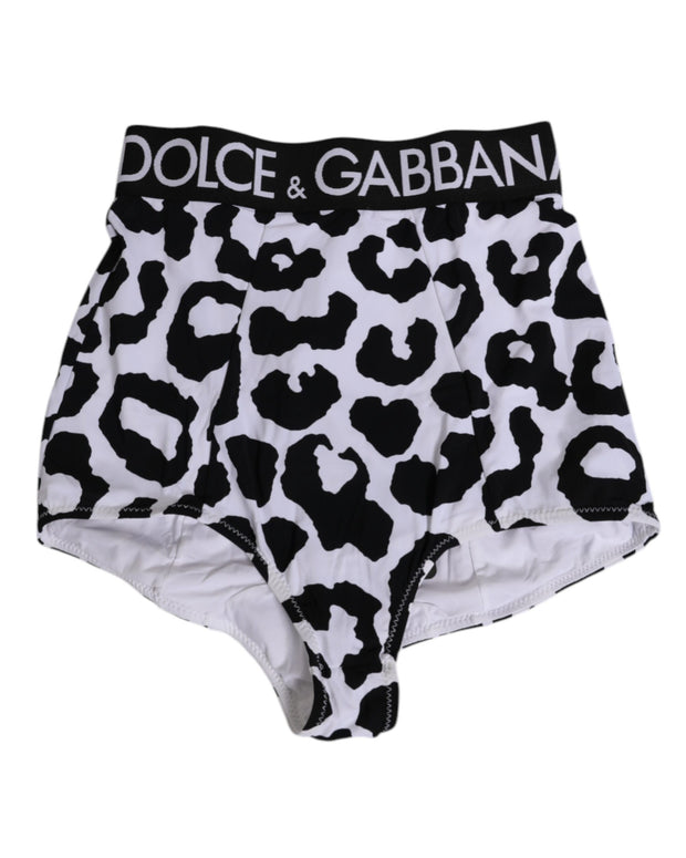 White Leopard Nylon High Waist Girdle Underwear