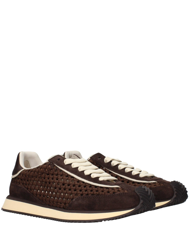 Brown Fabric Low Tops