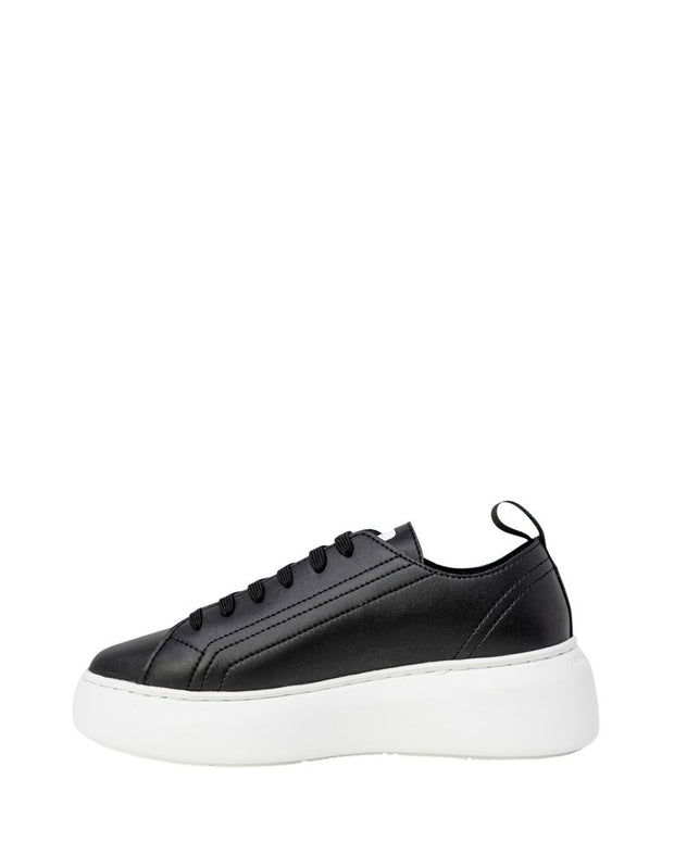 Black Artificial Leather Low Top Sneakers