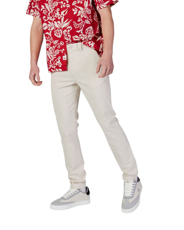 Beige Cotton Skinny Pant