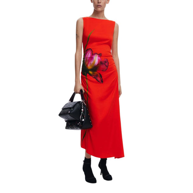 Red Viscose Long Dress