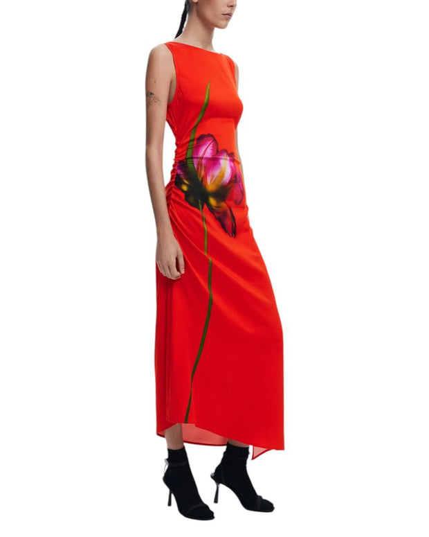 Red Viscose Long Dress