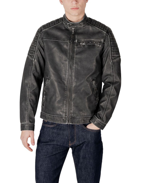 Black Polyester Jackets & Coat