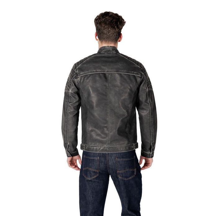Black Polyester Biker Jacket