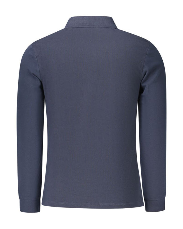 Blue Cotton Men Polo Shirt