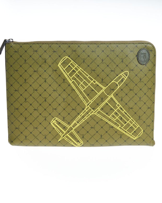 Green Leather Men Clutch