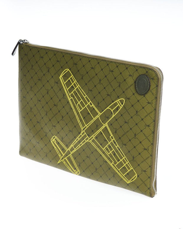 Green Leather Men Clutch