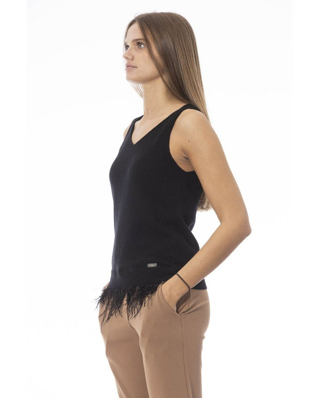 Black Wool Women Tank Top