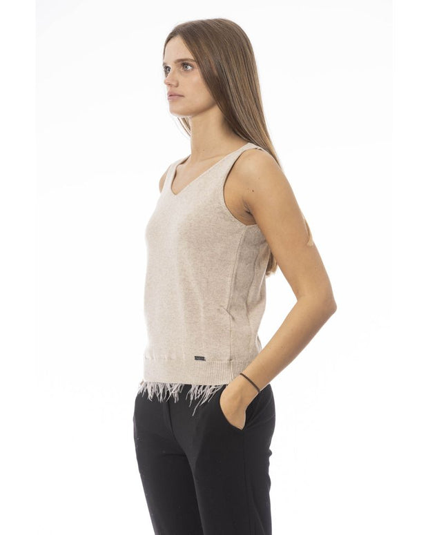 Beige Wool Women Top