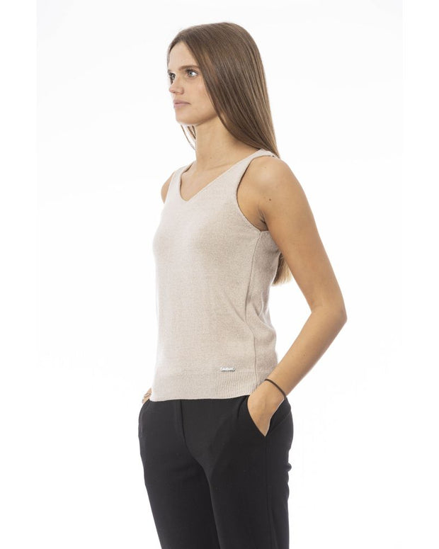Beige Fabric Tank Top