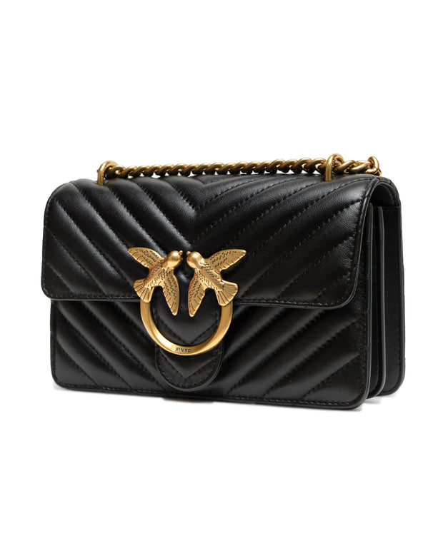 Black Leather Love One Mini Shoulder Bag