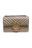 Grey Leather Love One Mini Shoulder Bag