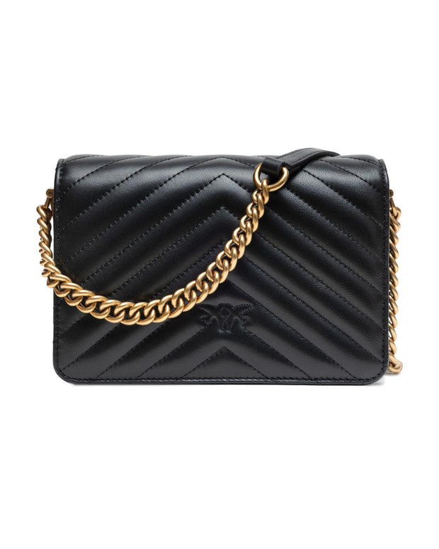 Black Leather Love Click Mini Shoulder Bag