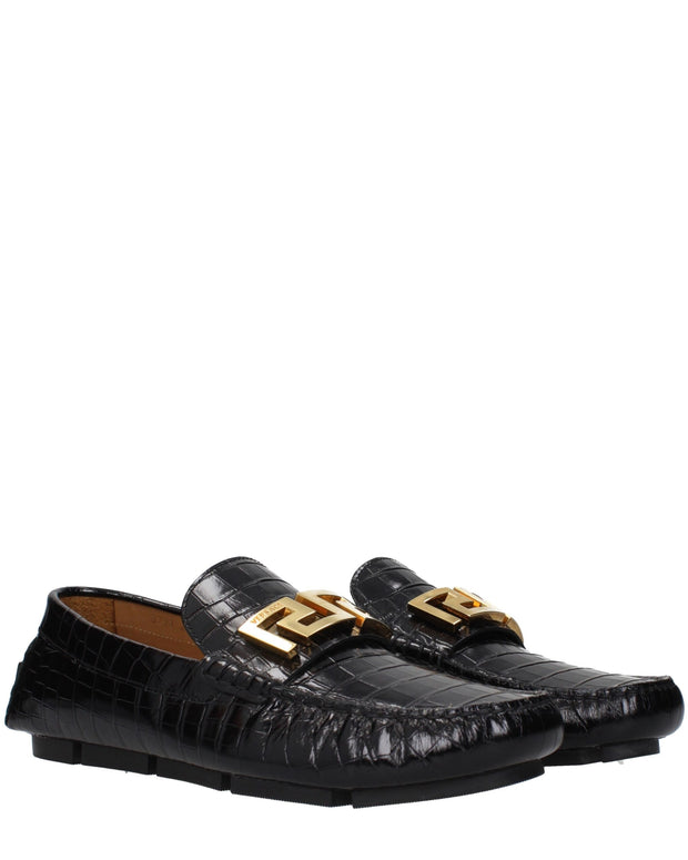 Black Leather Slip-On Loafers