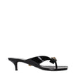 Black Leather Stiletto Heels Sandals