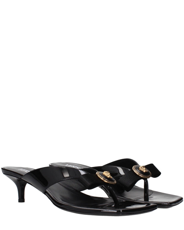 Black Leather Stiletto Heels Sandals