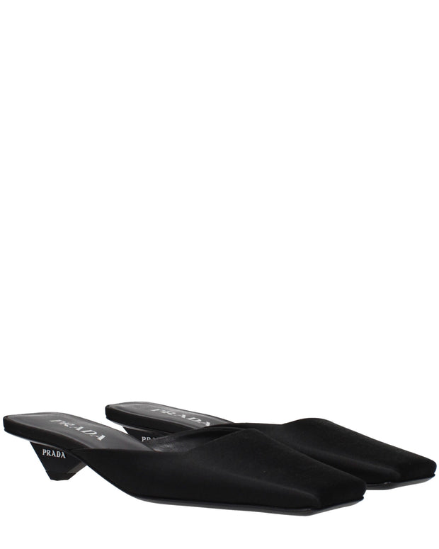 Black Satin Flat Sandals