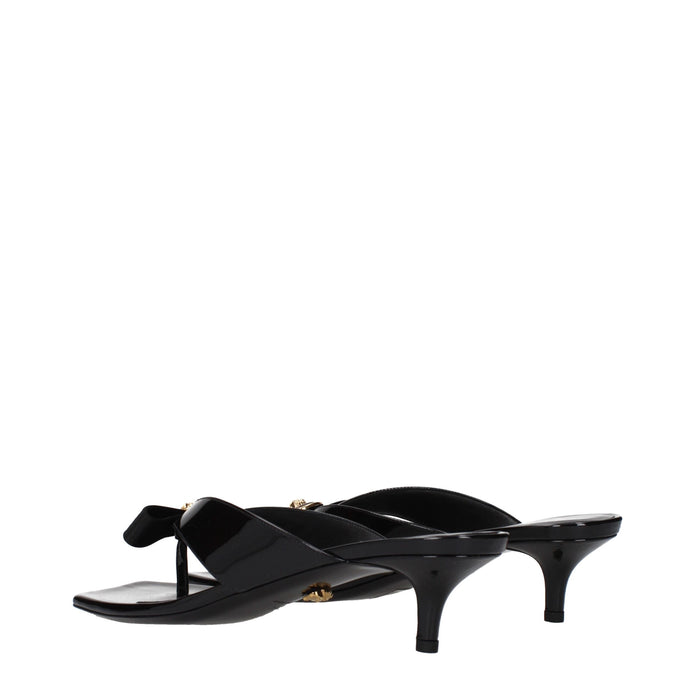 Black Leather Stiletto Heels Sandals
