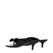 Black Leather Stiletto Heels Sandals
