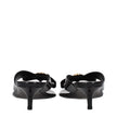 Black Leather Stiletto Heels Sandals