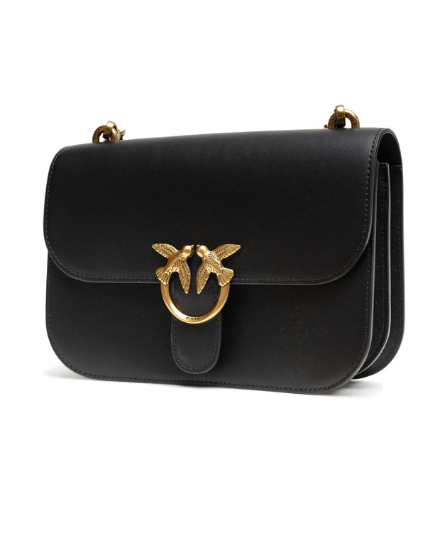 Black Leather Love Bell Classic Shoulder Bag