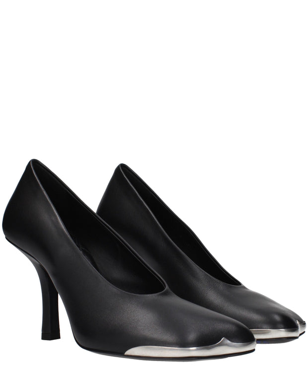 Black Leather High Heel Pumps
