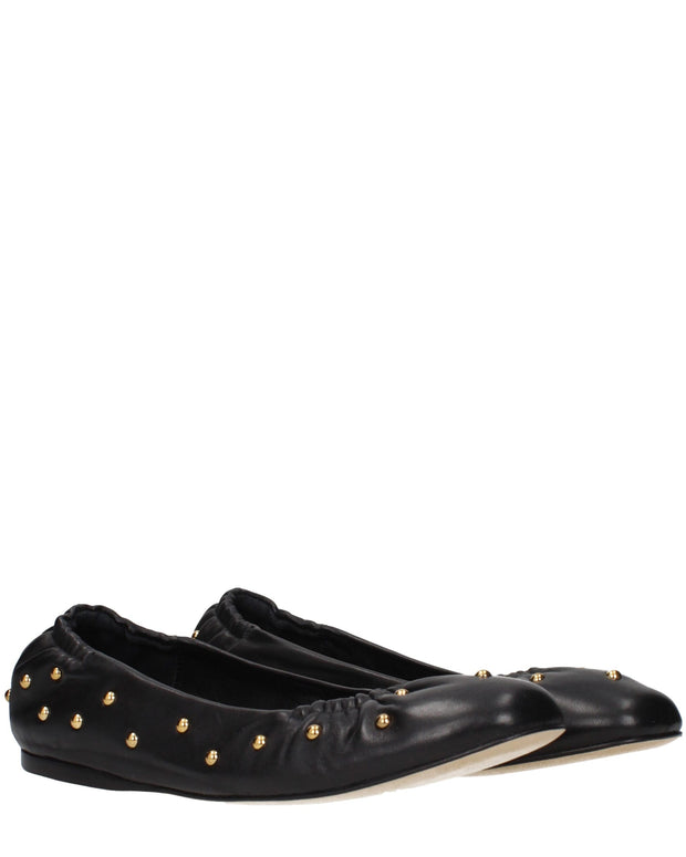 Black Leather Ballet Flats