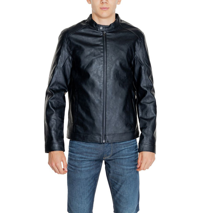 Black Polyester Jackets & Coat