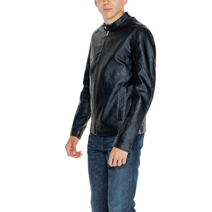 Black Polyester Jackets & Coat