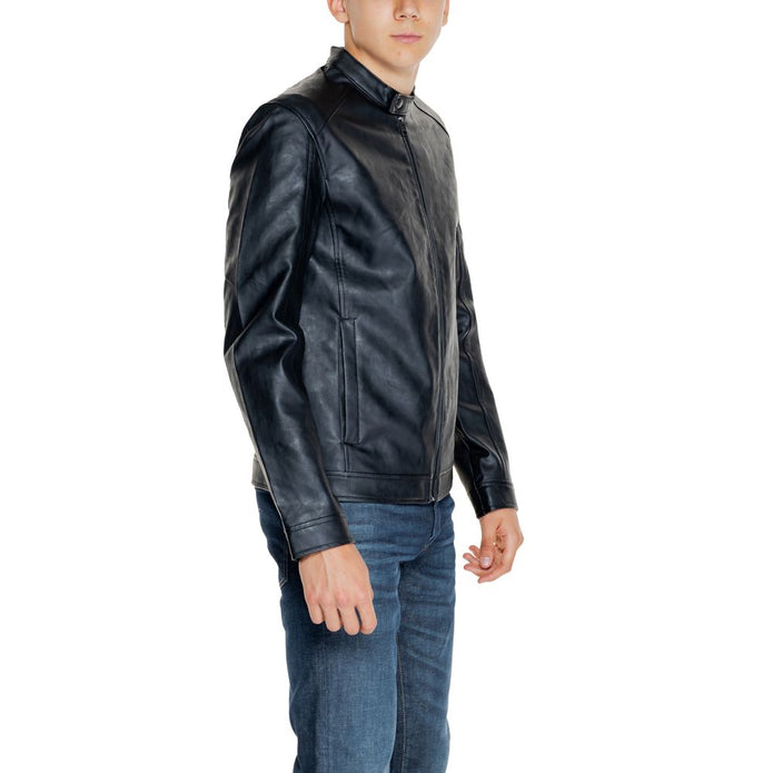 Black Polyester Jackets & Coat