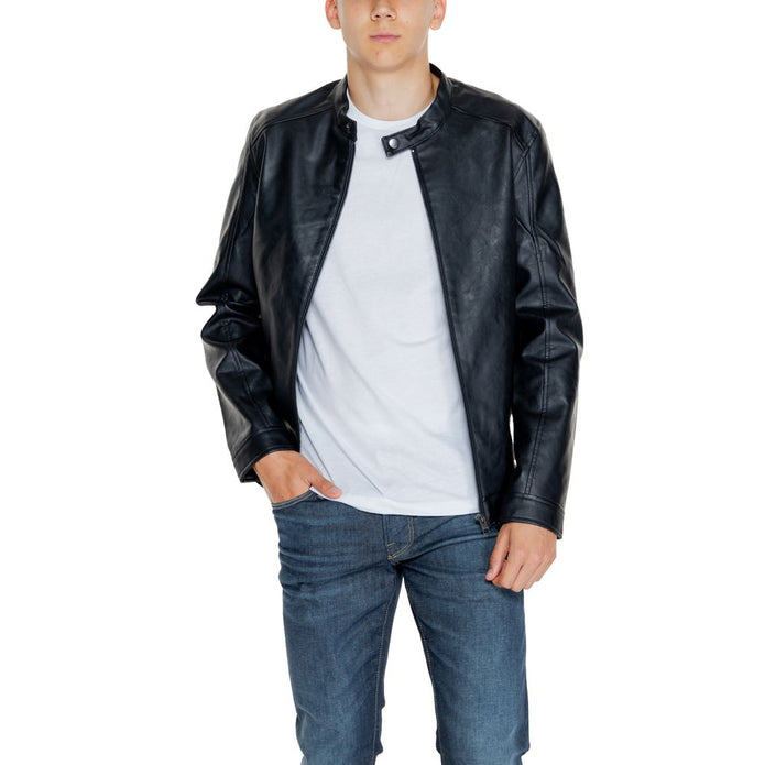 Black Polyester Jackets & Coat