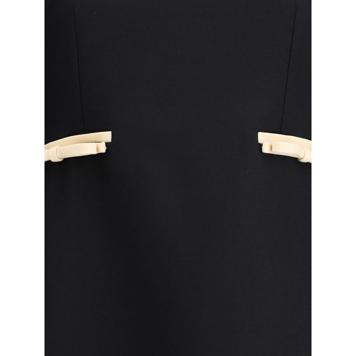 Wool Dress with Bow