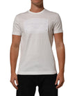 White Logo Patch Cotton Crew Neck Men T-shirt