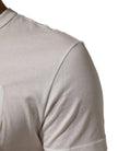 White Logo Patch Cotton Crew Neck Men T-shirt