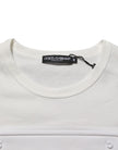 White Logo Patch Cotton Crew Neck Men T-shirt