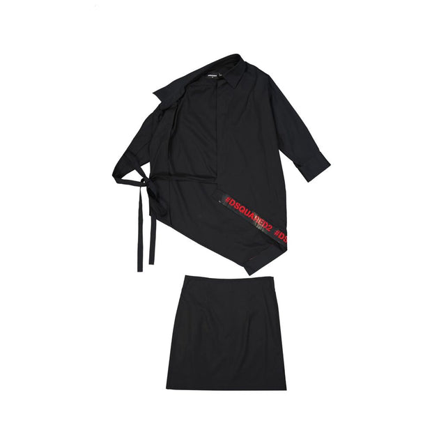 Black Cotton Two-Piece Suit
