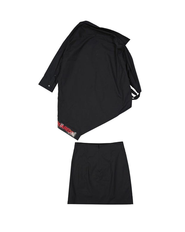 Black Cotton Two-Piece Suit
