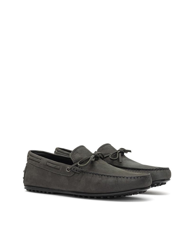 Gray Nubuc Leather Moccassin