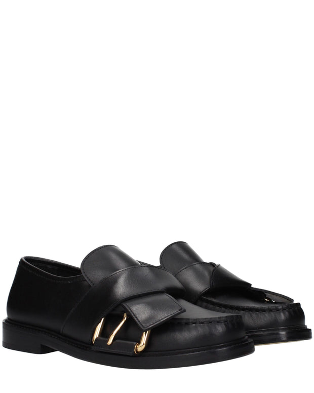 Black Leather Slip-On Loafers