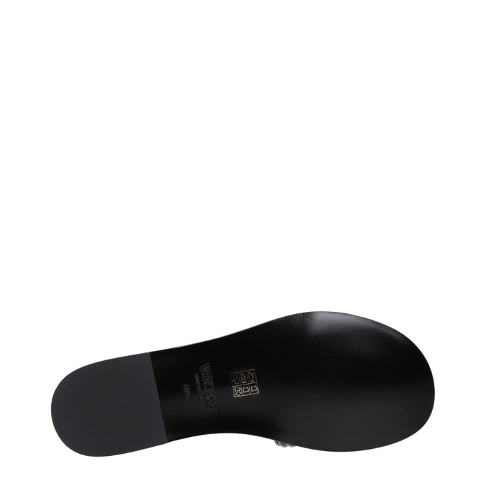 Black Leather Slippers Sandals
