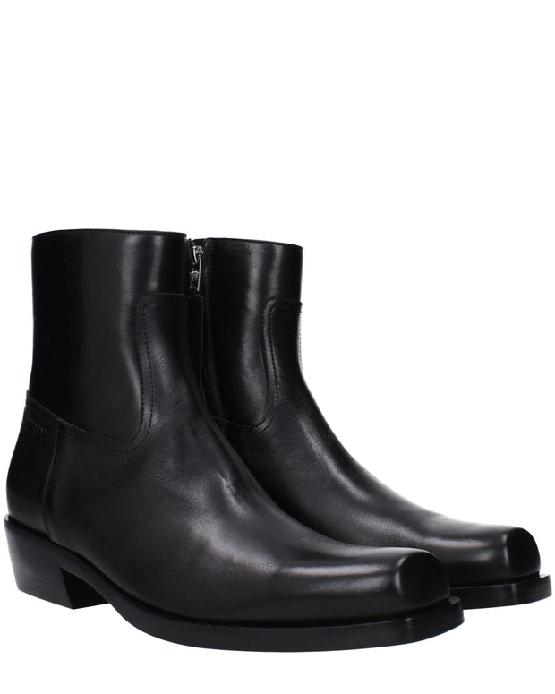 Black Leather Ankle Boots