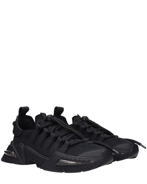 Black Fabric Athletic Sneakers