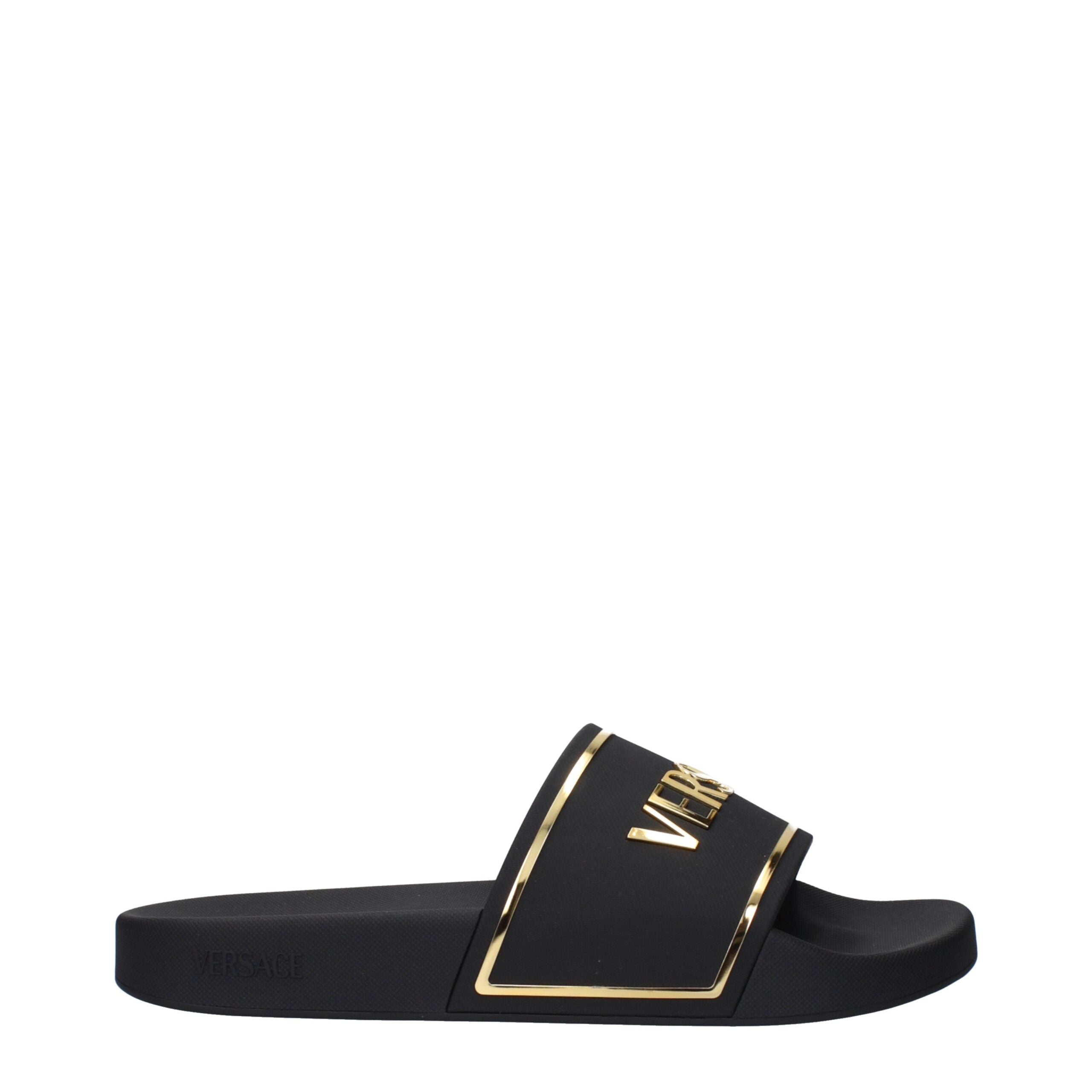 Black Cotton Slippers Sandals