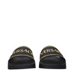Black Cotton Slippers Sandals