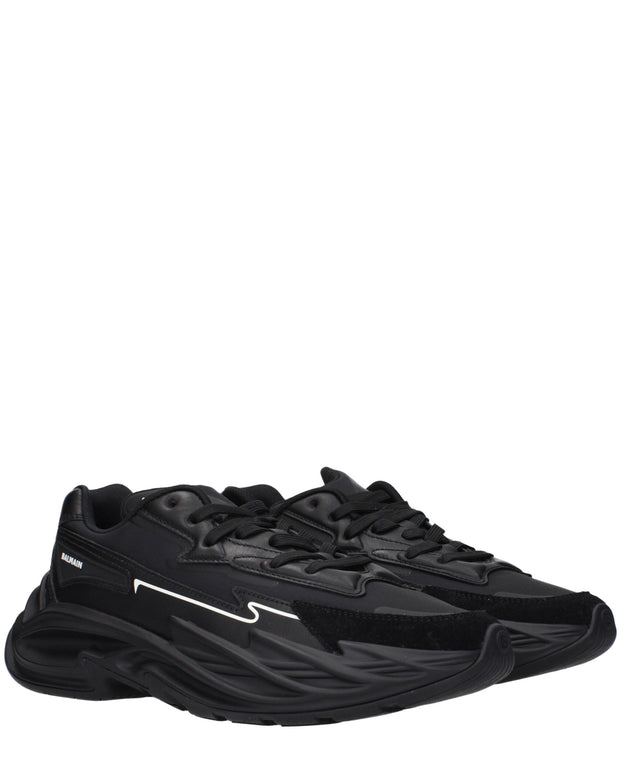 Black Leather Athletic Sneakers