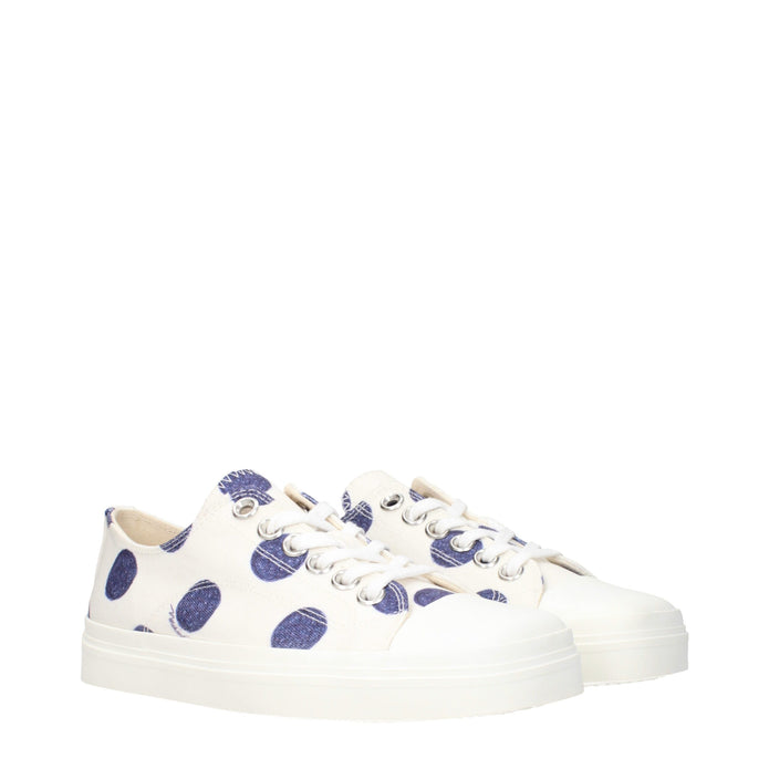 White Fabric Low Tops