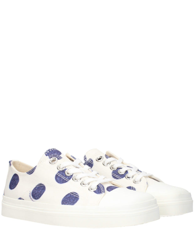 White Fabric Low Tops