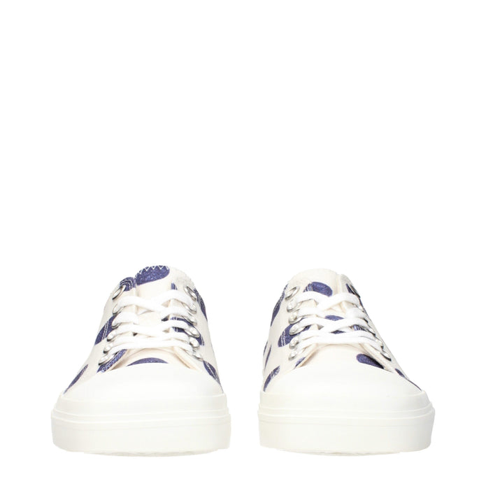 White Fabric Low Tops